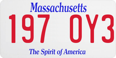 MA license plate 197OY3