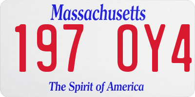 MA license plate 197OY4