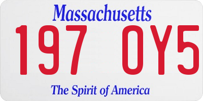 MA license plate 197OY5