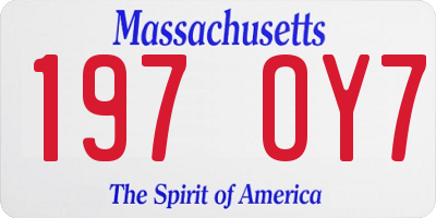 MA license plate 197OY7