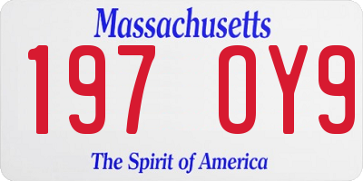 MA license plate 197OY9
