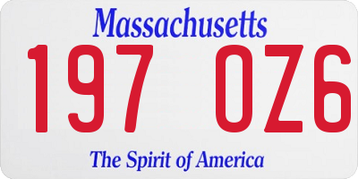 MA license plate 197OZ6