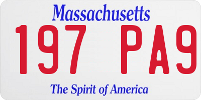 MA license plate 197PA9