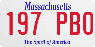 MA license plate 197PB0