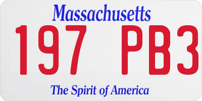 MA license plate 197PB3