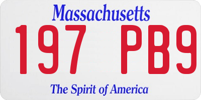 MA license plate 197PB9