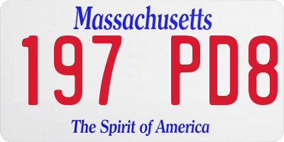 MA license plate 197PD8