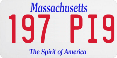 MA license plate 197PI9