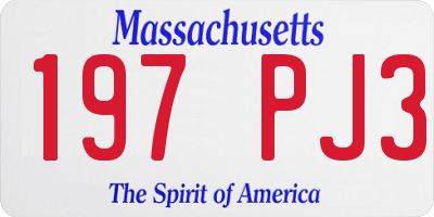 MA license plate 197PJ3