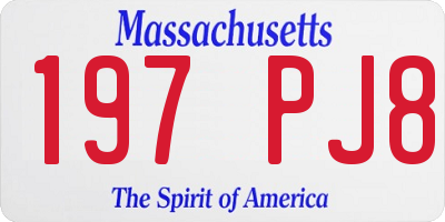 MA license plate 197PJ8