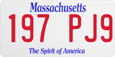 MA license plate 197PJ9