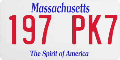 MA license plate 197PK7