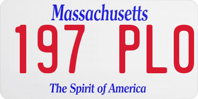 MA license plate 197PL0