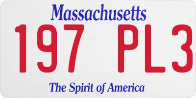 MA license plate 197PL3
