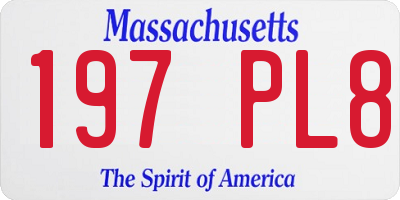 MA license plate 197PL8