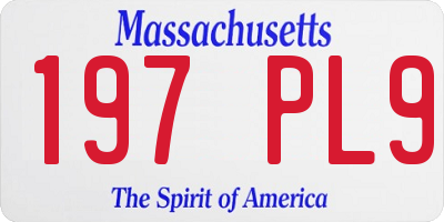 MA license plate 197PL9
