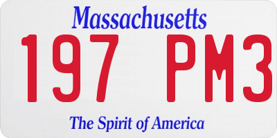 MA license plate 197PM3