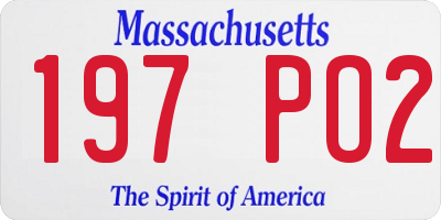 MA license plate 197PO2
