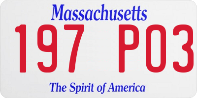MA license plate 197PO3