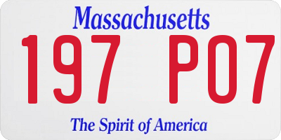 MA license plate 197PO7