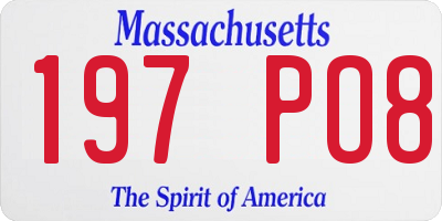 MA license plate 197PO8