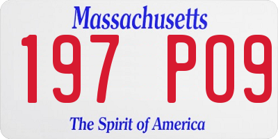 MA license plate 197PO9
