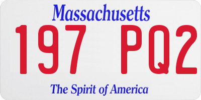 MA license plate 197PQ2