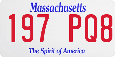 MA license plate 197PQ8