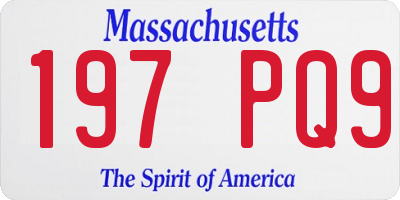 MA license plate 197PQ9