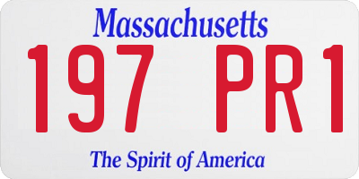 MA license plate 197PR1
