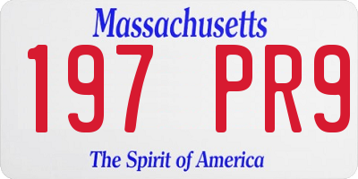 MA license plate 197PR9