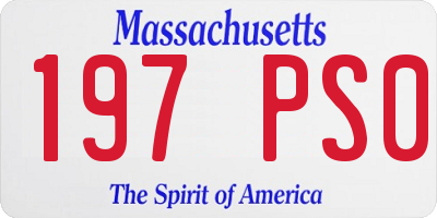 MA license plate 197PS0