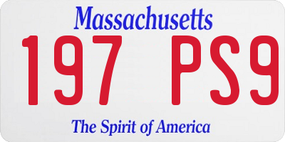 MA license plate 197PS9