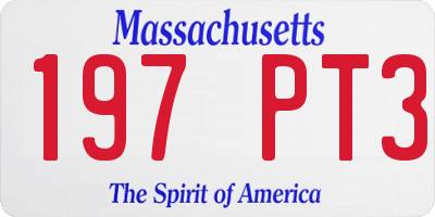MA license plate 197PT3