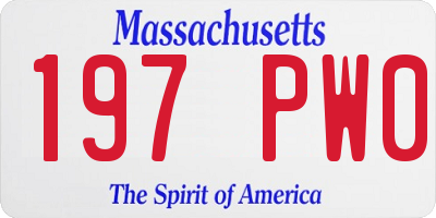 MA license plate 197PW0