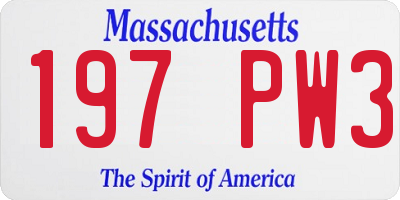 MA license plate 197PW3
