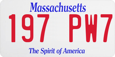 MA license plate 197PW7