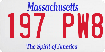 MA license plate 197PW8