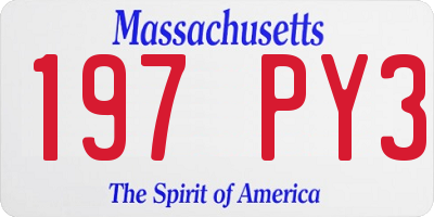 MA license plate 197PY3