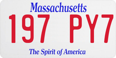 MA license plate 197PY7