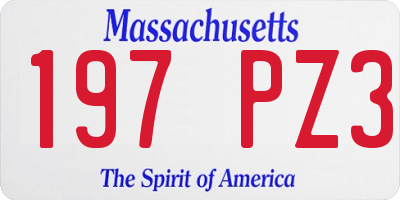MA license plate 197PZ3