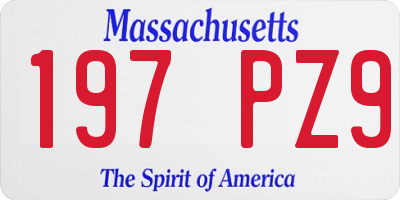 MA license plate 197PZ9