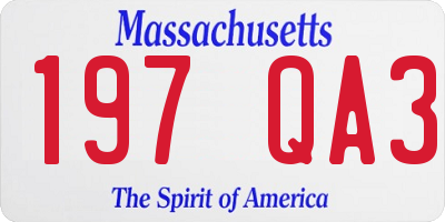 MA license plate 197QA3