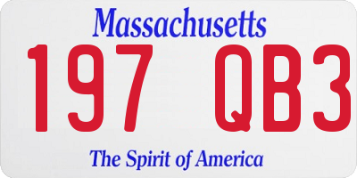MA license plate 197QB3