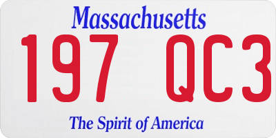 MA license plate 197QC3