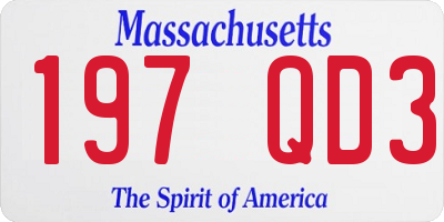 MA license plate 197QD3