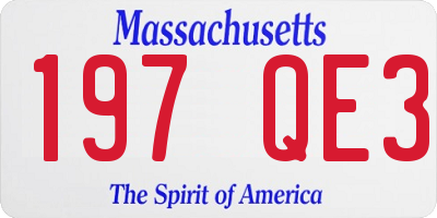 MA license plate 197QE3