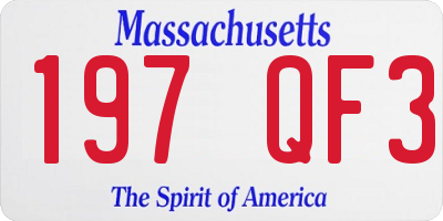 MA license plate 197QF3