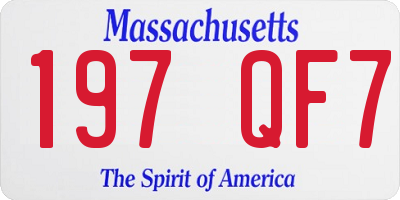 MA license plate 197QF7
