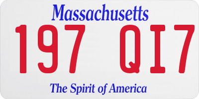MA license plate 197QI7